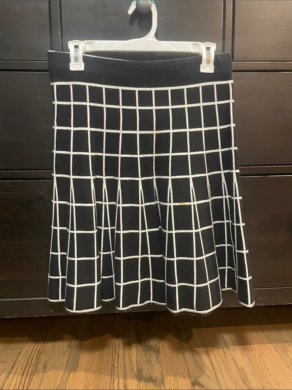 Sunday in Brooklyn Black and White Windowpane Skater Skirt